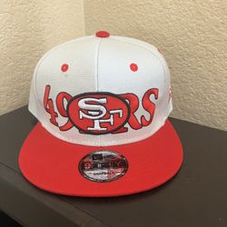 Red & White Football-Themed Hat – Pre-Owned, Good Condition
