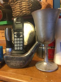 Antique 1964 hole in one silver club head & chalice