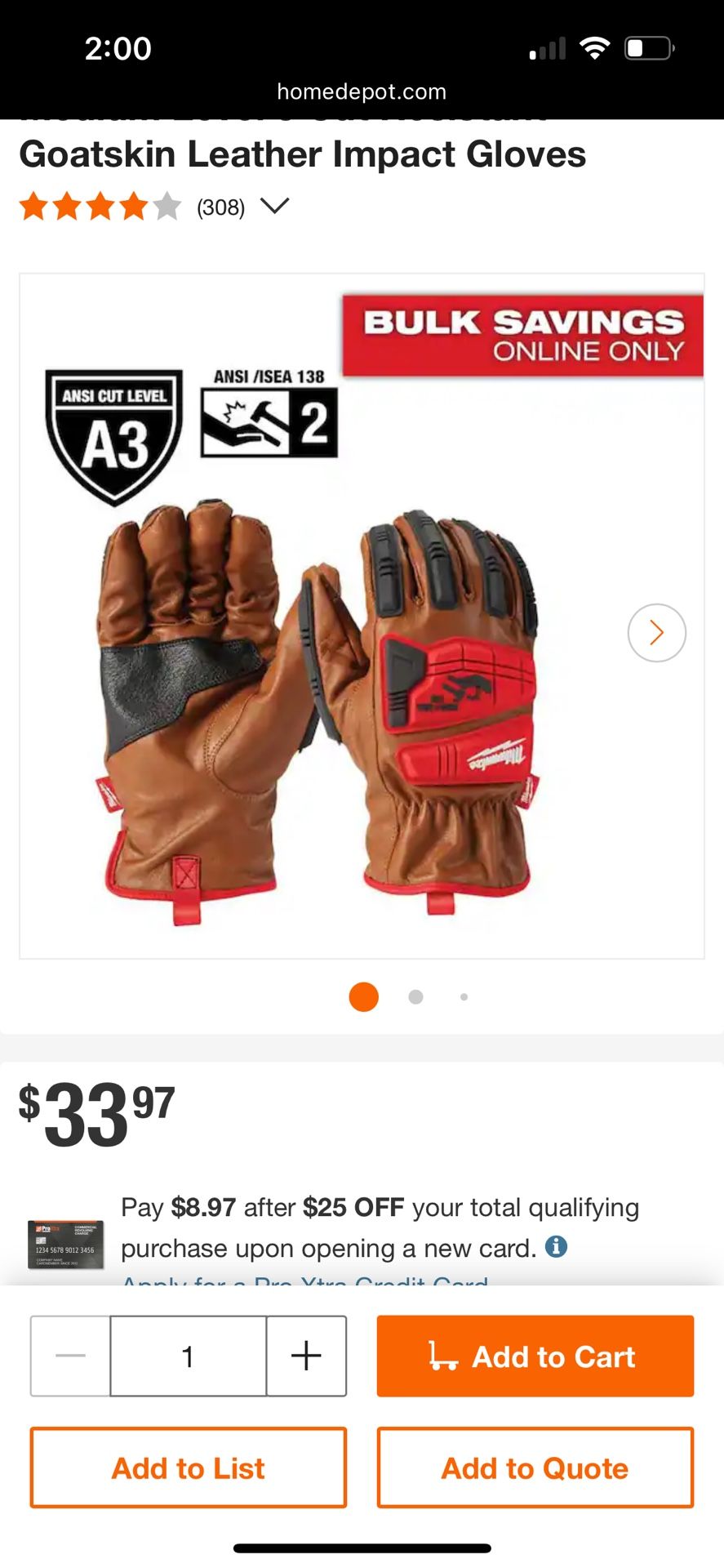 ✨MILWAUKEE IMPACT PROTECTION LEATHER GLOVES✨