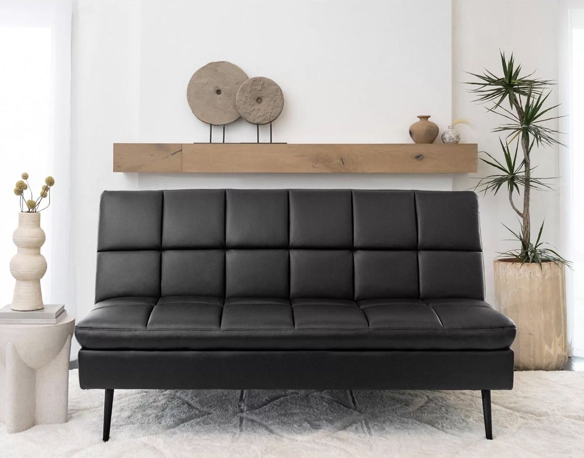 New in Box Futon for Sale Felix Faux Leather High Performance Convertible Sofa Retail Price $450 Your Price $330
