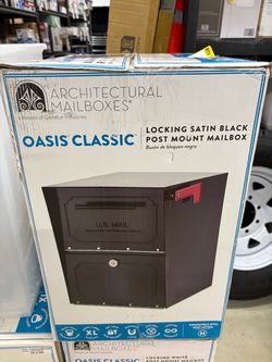 BRAND NEW IN BOX Shop Architectural Mailboxes Oasis Classic Black, Extra Large, Steel, Locking, Post Mount Parcel Mailbox with High Security Reinforce