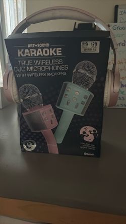 Duo Microphone Wireless Speakers W Wireless Pink Headphones