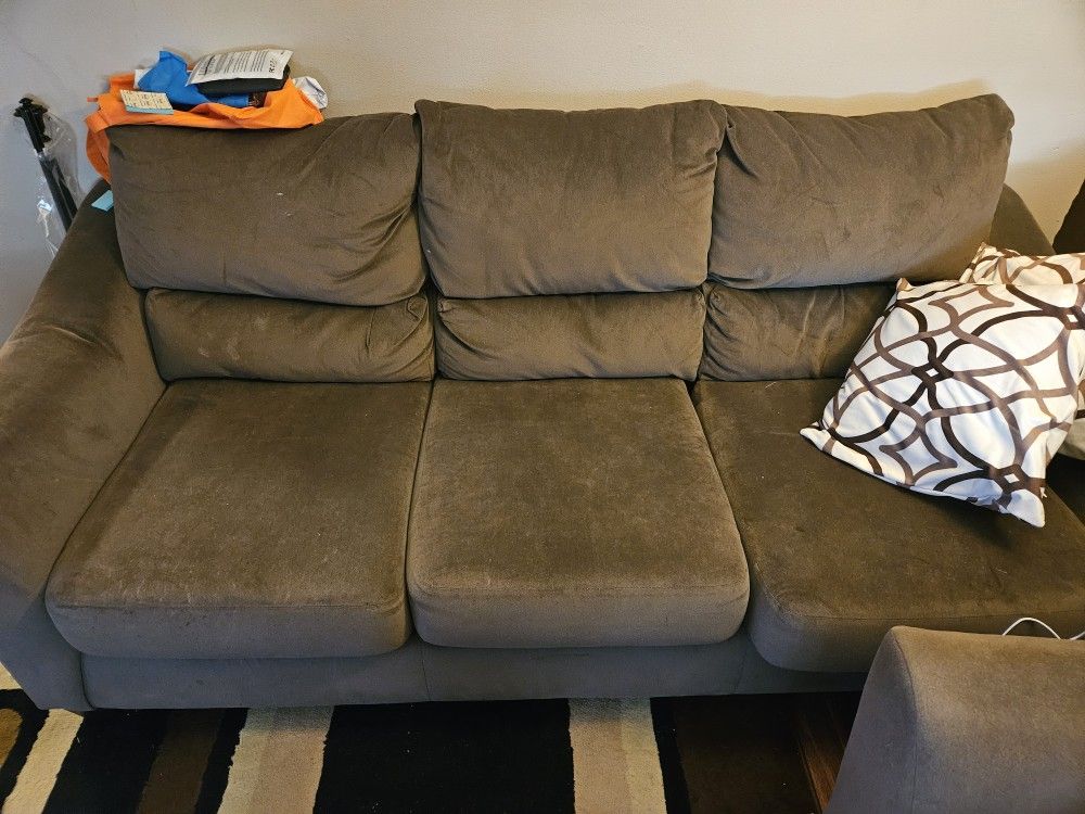 Brown Microfiber Couch & Loveseat - Must Go Soon - Moving