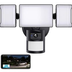 Olafus Floodlight Camera Outdoor, 2K QHD Smart Security Cam Flood Light, 55W 5500LM Exterior Light Fixture, Outside LED Safety Lamps with Motion Detec