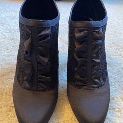 BRAND NEW Black Satin and Lace Booties