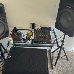 QSC KS118 Traktor6 Pioneer Mixer And 2 15” Monster Bluetooth Speakers W/LED Lights