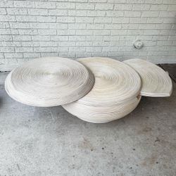 Gabriella Crespi Style Swivel Top Pencil Reed Rattan Round Coffee Cocktail Table