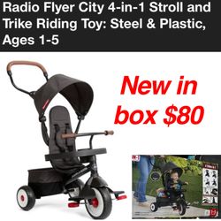 New  Radio Flyer’s City 4-in-1 Stroll 'N Trike® is the ultimate grow-with-me tricycle!  Black 🚨$80 firm cash only east Palmdale