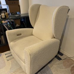 Crate and Barrel Baby Rocking Chair Recliner White Boucle