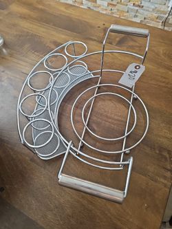 Silver Tone Serving Caddy Holder Display for Plates and Flatware Perfect For Summer And Holiday Parties