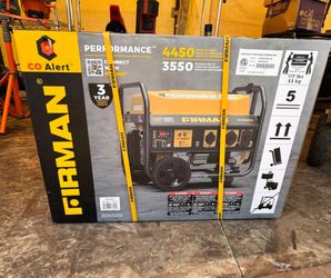 Firman 4,450-Watt/3,550-Watt Gas Recoil Start Portable Generator Powered RV Ready with CO Alert Technology