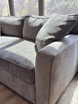 Living Spaces Warm Gray Sleeper Sofa w/ Mattress – Barely Used