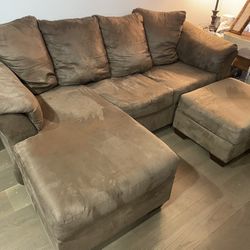 Ashley Reversible Sofa With Extra Ottoman OBO