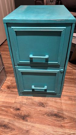 2-drawer turquoise file cabinet
