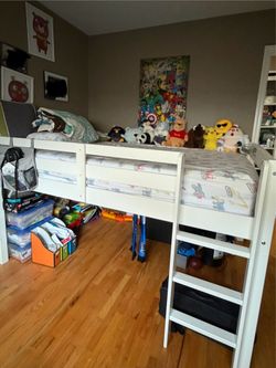 White loft bed frame