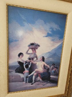 Antique European Style Painting With Gold Frame.