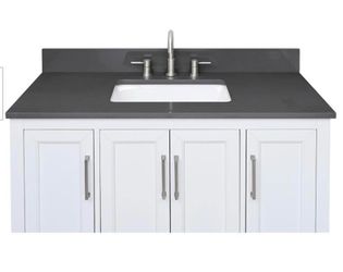 Concrete Grey Quartz Vanity Top – 37” x 22” x 3/4”