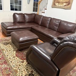 Sectional Sofa, Recliner And Ottoman