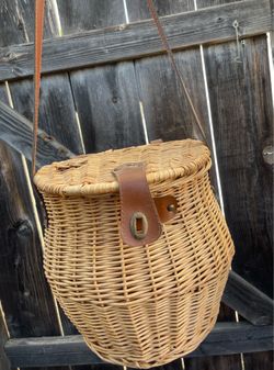 Picnic basket with hole in top for bottle of wine