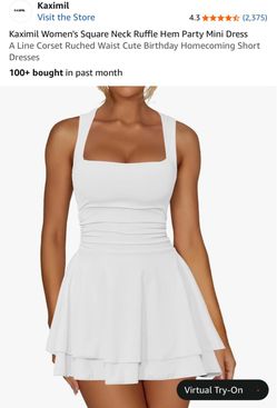 Square Neck Ruffle Hem Mini Dress NEW