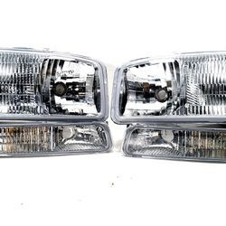 FOR 99-06 GMC SIERRA/YUKON OE STYLE LENS CHROME AMBER CORNER SIGNAL HEADLIGHT