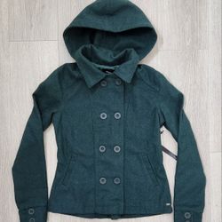 O'Neill Hooded Double-Breasted Peacoat Womens / Juniors Size Small NWT MSRP $89