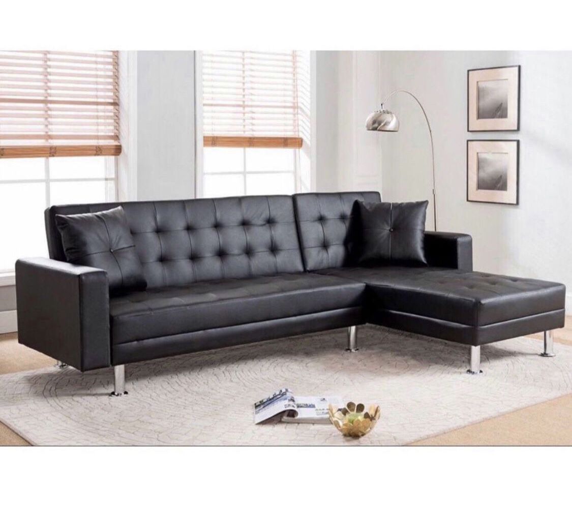 Brand New Tufted Faux Leather Sectional Sofa