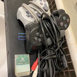 Play Station 2 with 2 Controllers and Memory Chip