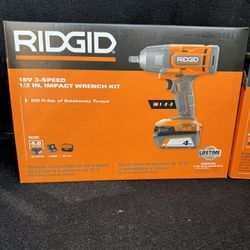 Ridgid 1/2 inch impact with battery-charger-bag