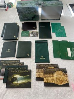 Rolex Box And Brochures, And Leather Card Wallets
