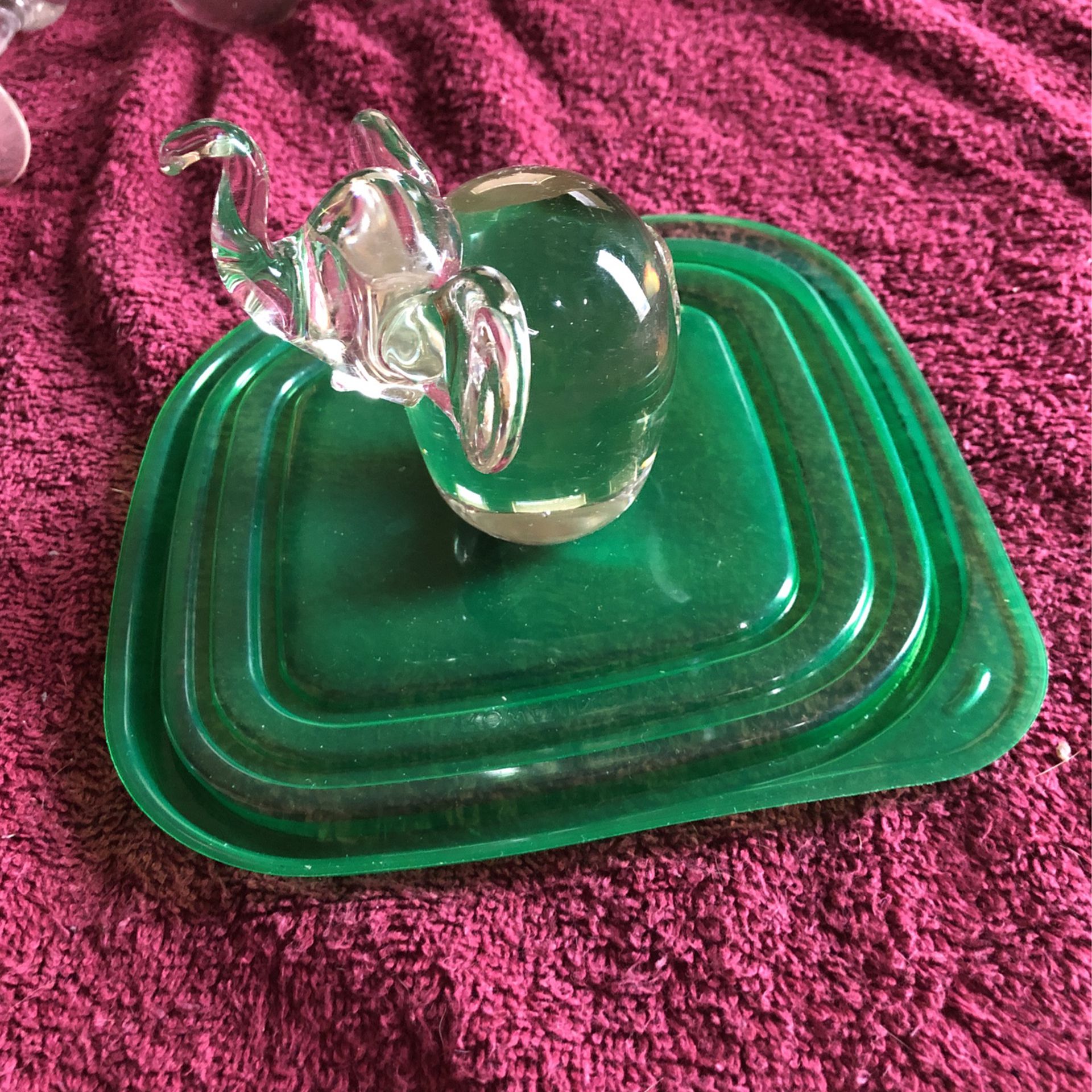 Solid Glass Elephant Paperweight 