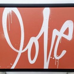 Love - Red Orange Canvas - Mounted on Black Frame