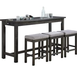 Gray Table And 3 Stool