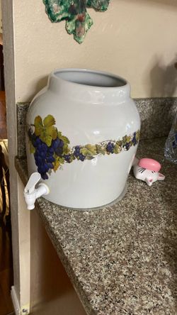 Ceramic Beverage Dispenser W/ Grapes Design $28