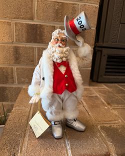 Kurt Adler Fabriche Millennium Santa 2000 Silver Top Hat New Year Christmas Figure
