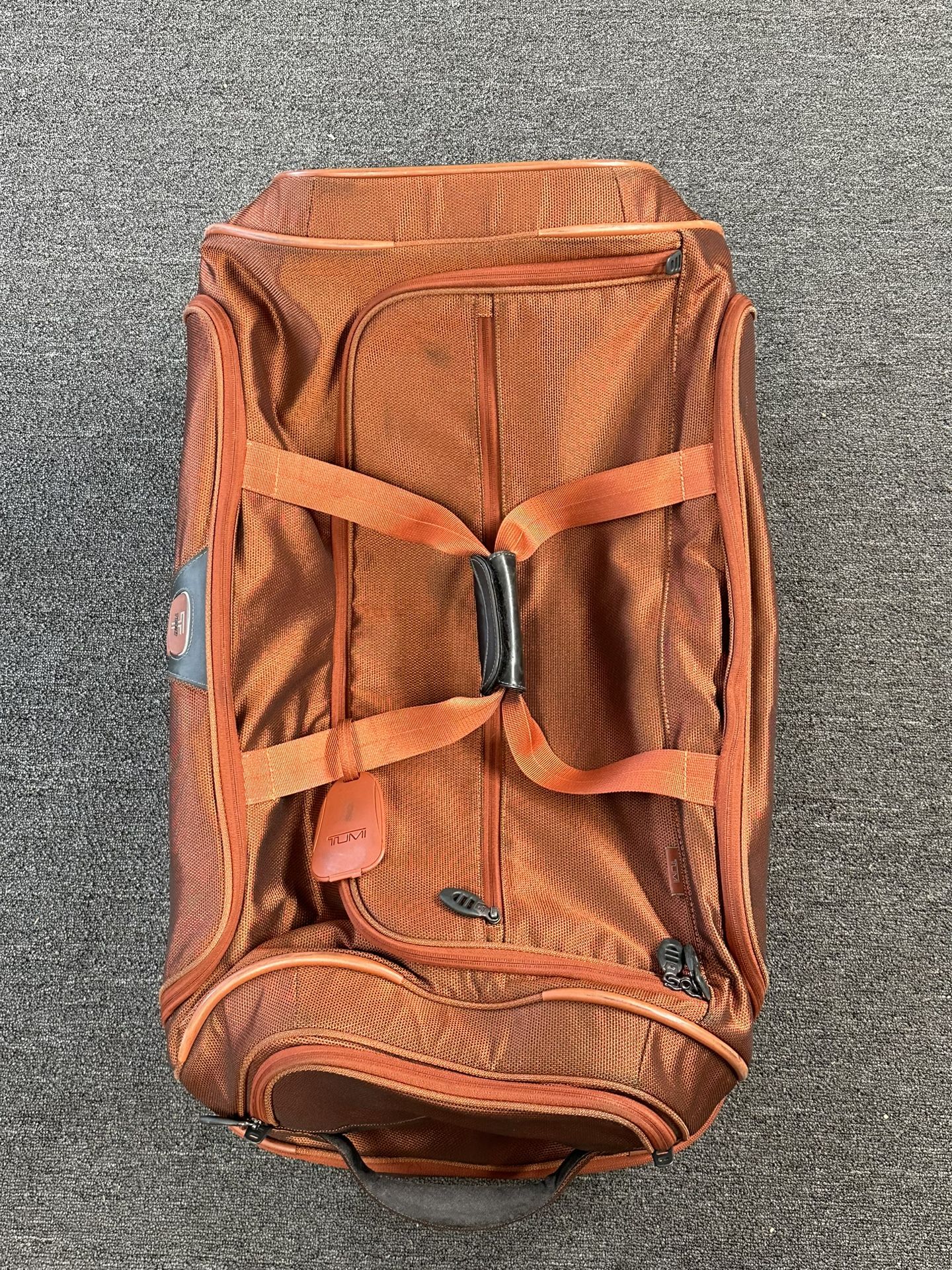 T Tech by Tumi Orange Ballistic Nylon Wheeled Split Large Duffle