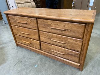 DIXIE 6 Drawer Natural Finish Lowboy Dresser with Wooden Rail Pulls