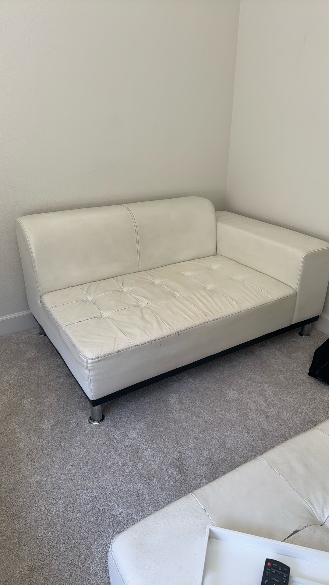 White Leather Couch Corner Piece