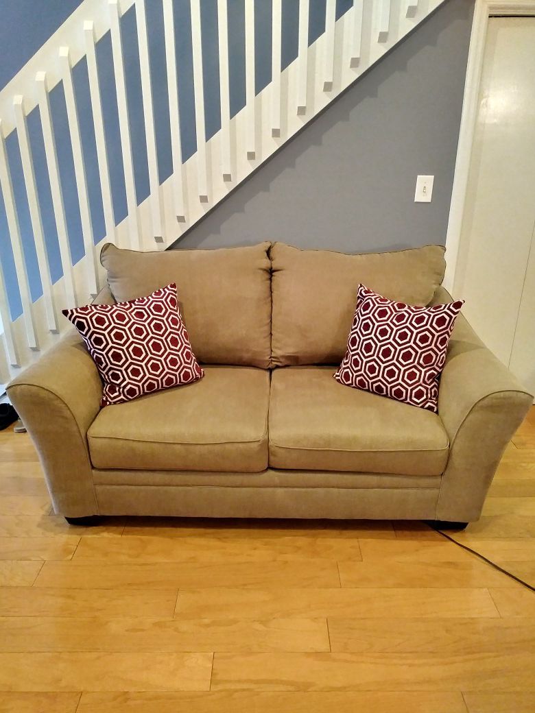 Tan Couch and Loveseat