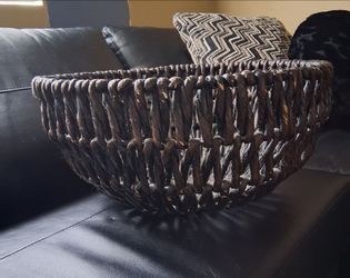 Large heavy woven basket bowl