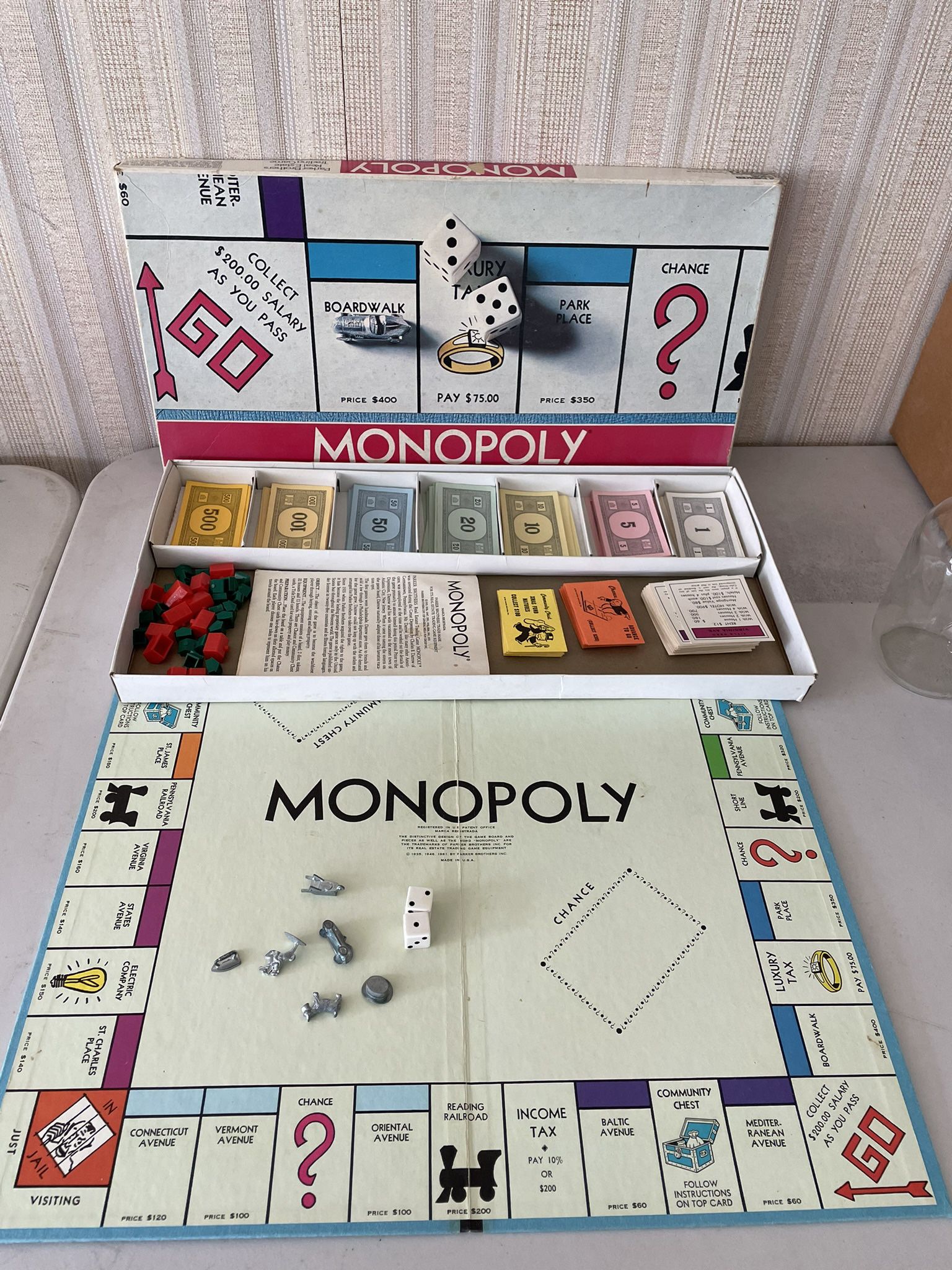 Vintage 1975 Monopoly board game.