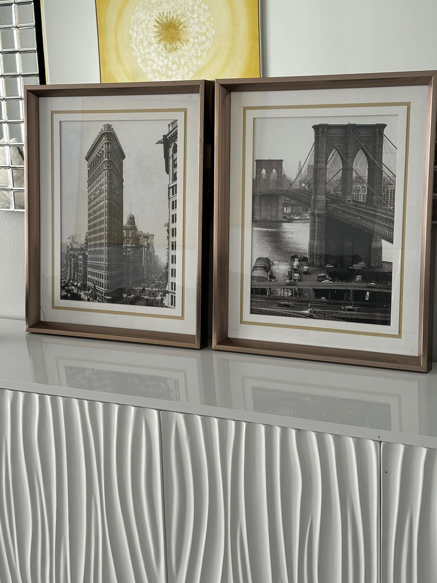 NEW YORK CITY Landmarks Art Framed And Double Matted