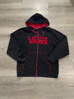 Vintage Vans Men’s Black/Red Stitching Zip Up Hoodie