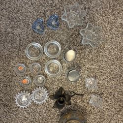 Assortment of glass candle holders 