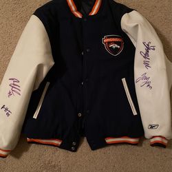 Reversible, Leather Sleeve Autographed broncos jacket!