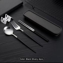 4pcs Stainless Steel Cutlery Set with Travel Case