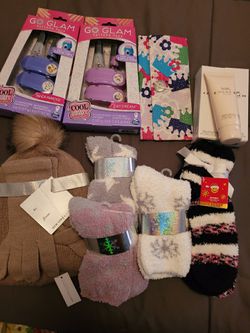 Misc items, socks (sold), go glam, ready for Christmas