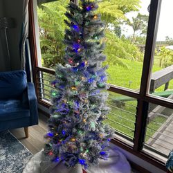 Flocked Prelit Artificial Christmas Tree