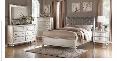 BRAND NEW 4 PC QUEEN SIZE BEDROOM SET BED DRESSER MIRROR NIGHTSTAND NEW FURNITURE ADD MATTRESS AVAILABLE USA MEXICO FURNITURE 5