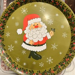 Vintage Christmas Santa Snack Tray